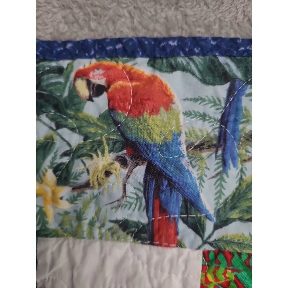 Handmade‎ Baby Quilt Reversible Parrots and Sesame Street 36X49